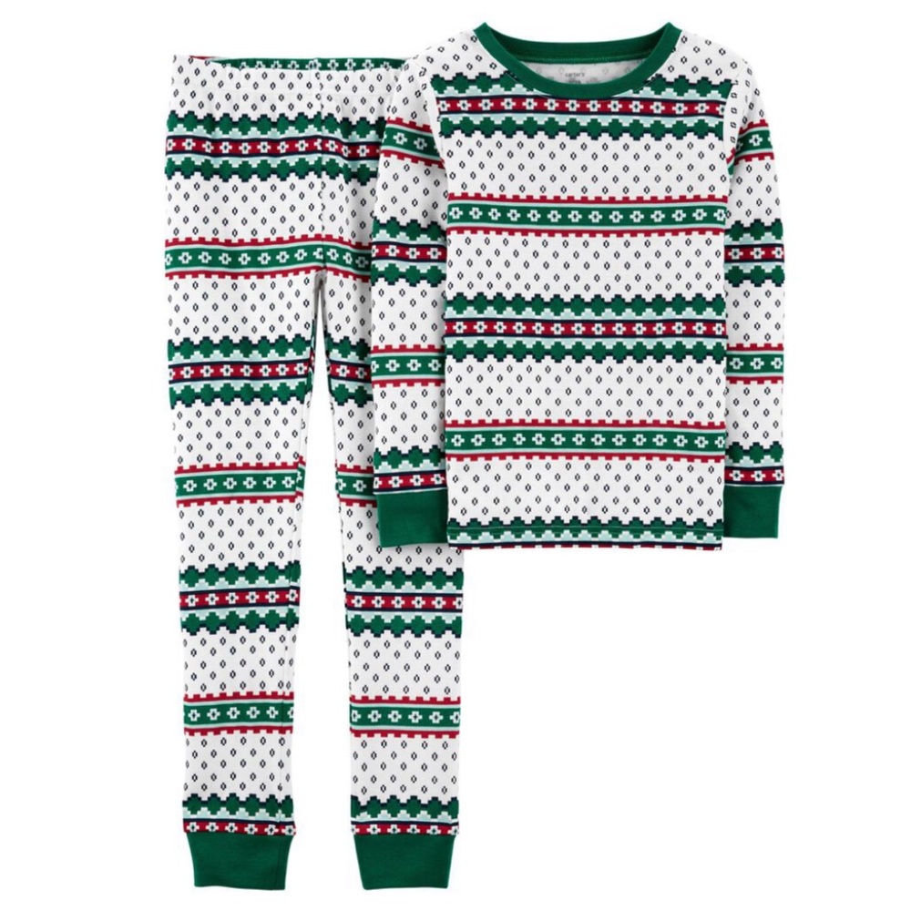 Carter’s Kids Fair Isle Winter Christmas Shirt and Pants Pajamas
